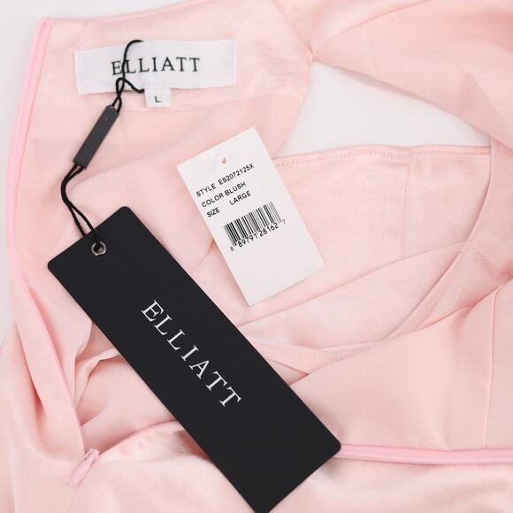 Elliatt Women Light Pink Satin Asymmetric Cocktail Tulip Midi Dress Size L - Picture 3 of 3